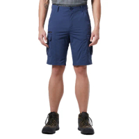 【Hilltop 山頂鳥】Mt.Mitake Cargo 男款超潑水抗UV口袋機能短褲 PS09XM79 藍