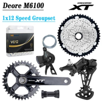 1x12 Speed Groupset Deore M6100 Bike Derailleur Shift XT Crank Chain Silver Flywheel 12V 46/50/52T Cassette for SHIMAN0 HG