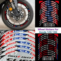 12PCS New 14 inch Reflective Waterproof Motorcycle Wheel Stickers Stripes Rim Decals for for Honda CLICK 125i CLICK 150i