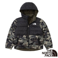 【The North Face】童 迷彩防潑水雙面穿保暖連帽鋪棉外套_7WOX-94V 迷彩