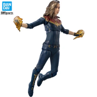 IN STOCK Original Bandai The Marvels S.H.Figuarts Captain Marvel with Goose 150 mm SHF Anime Action Figure Model Ornament Toys