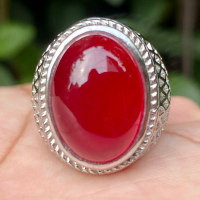 Cincin Batu Akik Red Baron Super Merah Ring Titanium