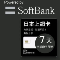 Softbank 日本上網卡 - 7天吃到飽不降速