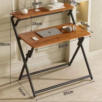 全城熱賣 - 書桌可折疊電腦桌學生家用小戶型床邊桌學校宿舍小桌子簡易學習桌深木紋-80cm升級雙層圓管