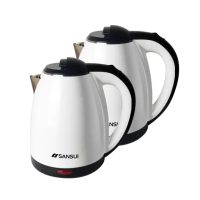 【SANSUI 山水】2入組-1.8L雙層防燙不銹鋼電熱壺/快煮壺/電茶壺/煮水壺