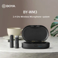 BOYA BY-WM3 Wireless Lavalier Microphone System Video Interview Mic with Charging case for iPhone Android Camera Gimbal Mic