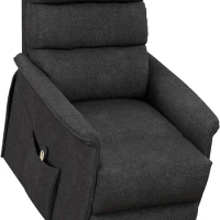 Electric Power Lift Recliner Chair for The Elderly, Fabric Lift Chair with Remote Control, Side Pockets for Living Room, Black