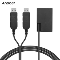 Andoer Dual USB Power Adapter DC Coupler Replacement DR-E17 Dummy Battery Pack for Canon 77D 200D 750D 760D 800D Cameras