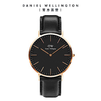 Daniel Wellington DW 手錶 Classic Sheffield 40mm爵士黑真皮皮革錶 DW00100127