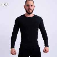 High Elastic Long Sleeve Compression Sports T-shirt Tops Men Quick Dry Running Shirt Bodybuilding Gym Tshirt Fitness Rashguard