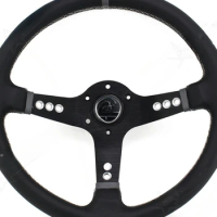 Car Modification Racing 14-Inch 345mm Deep Concave Leather Thickened Bracket Civic Brz86 Modified Sports Steering Wheel