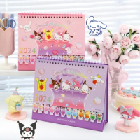 2024 Sanrios Cinnamoroll Kuromi Mymelody Cartoon Desk Calendar kawaii Anime Doll Daily Memo Calendar Learning Planner To Do List