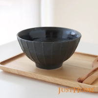 【Just Home】日本製職線系列6.2吋陶瓷麵碗700ml 星夜黑(日本製瓷器 麵碗 拉麵碗)