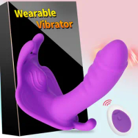 Female Dildo Vibrator G Spot Clitoris Stimulator Butterfly Vibrating Panties Erotic Adult Toy For Women Orgasm Masturbator Shop