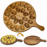 Easter Egg Platter 24-Hole Round Egg Tray Food Board Thicken Egg Tray Large Egg Holder With Handle Egg Carrier Containers