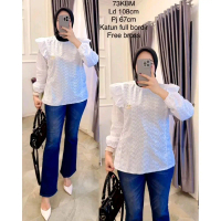 (73) Atasan Putih Katun Wanita / Blouse Putih Katun Bordir / Atasan Putih Wanita Kerja / Blouse Puti
