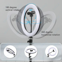 360 Photo Booth LED Selfie Ring Light Photography Video Light RingLight Dimmable Lamp Trepied 6