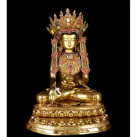 28'' Tibetan Buddhism Nepal Jowo Shakyamuni Gem inlay Buddha Copper Statue