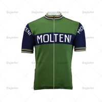 Retro Molteni Team Cycling Jersey Men Short Sleeve Green Mtb Wear Clothing Mallot Ciclismo Bike Jersey Summer