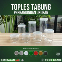 Isi 60 Pcs Toples Tabung Silinder 500Ml 600Ml / Toples Plastik Jar 500 Ml 600 Ml / Tempat Kue Snack 