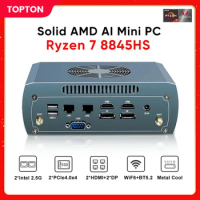 Topton Almighty FU03 AMD Mini PC Ryzen 7 8845HS 2*2.5G LAN Firewall Router 2*NVME Barebone Gaming Co