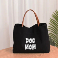 Dog Mom Tote Bag Women Lady Canvas Mom Grandma Nana Mimi Gigi Gifts for Mother's Day Baby Shower Beach Travel Customize