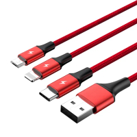 【UNITEK】Lightning/ Micro USB/ Type-C 鋁合金三合一編織充電線1.2M(鋁合金三合一編織充電線 1.2M)