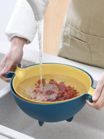 雙層瀝水籃家用網紅水果盤廚房洗菜盆客廳塑料收納籃菜籃子神器