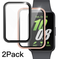 [2 Pack] Glass + Case for Samsung Galaxy Fit3 Accessory Bumper Protective Cover + Screen Protector for Samsung Galaxy Fit 3 Case