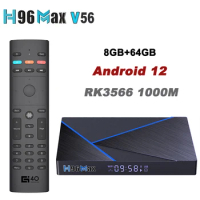 H96 MAX V56 Smart TV Box Android 12 RK3566 8GB 64GB 1000M LAN USB3.0 2.4G&amp;5G Dual Wifi BT4.0 Set Top Box Media Player 4GB 32GB