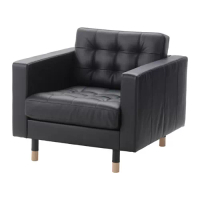 LANDSKRONA 扶手椅, grann/bomstad 黑色/木材, 89x89x78 公分