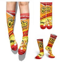 Funny 3D Printing Potato Chips Socks Female French Fries Packaging Design Unisex Socks Happy Harajuku Casual Fashion Long Socks