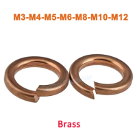 2-30pcs Solid Brass Spring Split Lock Washer Elastic Gasket for M3 M4 M5 M6 M8 M10 M12 M14 M16 Screw Bolt Metal Round GB93