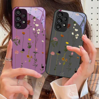 Tempered Glass Phone Case for Samsung Galaxy S10 4G S20 11E 30 S21 21Fe 22 Pro S23 Ultra 5G S8 S9 Vine small flower rose purple