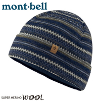 【Mont-Bell 日本 LT JACQUARD WARM CAP提花帽《海軍藍》】1118236/保暖帽/毛線帽/羊毛帽