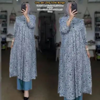 Namira One Set Wanita Kekinian Tunik Rayon Premium Baju Setelan Celana Kulot Korean Style LD 110 cm 