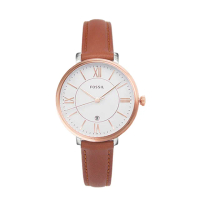【FOSSIL】Jacqueline 棕色款 皮革手錶 情人節(ES3842)
