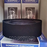 PECI SONGKOK RAHMAT PREMIUM AC BLUDRU HITAM POLOS TINGGI 9 CM NO 5-9 - ISLAMICALLURE