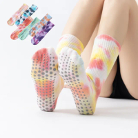 【Porabella】襪子 瑜珈襪 止滑中筒襪 韓國扎染 普拉提襪 防滑襪 運動襪子 YOGA SOCKS