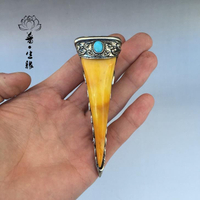 供應樹脂仿鶴頂紅雕刻鳥頭包銀鳥嘴純銀配天然綠松石鳥嘴吊墜1入