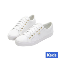 Keds JUMP KICK 奢華風皮革綁帶休閒小白鞋 9203W123119