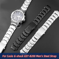 Quick release 24x16m For Casio G-SHOCK GST-B200 strap gstb200 stainless steel watchband Folding buckle metal Men's band bracelet