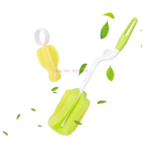 DHL 500pcs 2pcs/set Baby Bottle Brush Nipple Brush 360-degree Rotating Head Cleaning Sponge Cup Brush Kit