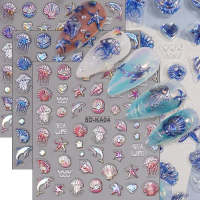 5D Embossed Jellyfish Ocean Nail Art Sticker Self Adhesive Sea Life Whale Decals Manicure DIY Nail S