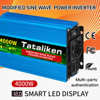 EU automotive inverter converter Ac 12v 220v 50hz high power inverter LED voltage display 1500w/2000w/3000w/4000w