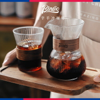 日式復古豎紋手沖咖啡分享壺咖啡器具滴濾式咖啡壺過濾網