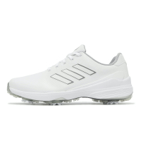 adidas 高爾夫球鞋 ZG23 寬楦 男鞋 白 銀 輕量 皮革 避震 鞋釘 高球 運動鞋 愛迪達 H03671