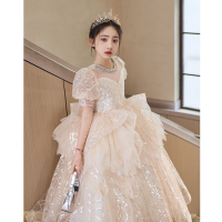 花童婚禮小女孩亮片主持人女童禮服兒童生日公主蓬蓬裙鋼琴演奏