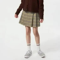 UNIQLO GIRLS Rok Model Celana Mini Lipit skort kulot anak perempuan MOTIF KOTAK BEIGE 110