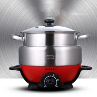 High Quality 304 Stainless steel hot pot 3L/4L household multi-function Electric heating pan mini food cooker With steamer
